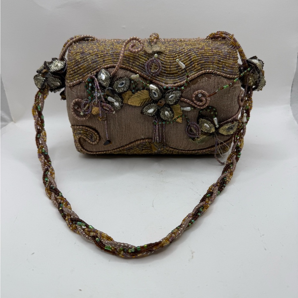 Vintage Mary Frances Embellished Floral Beaded Gems Crossbody Purse Clutch - Picture 1 of 16